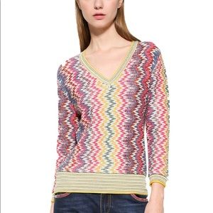 Desigual Multicolor Graham V-Neck Sweater - size M